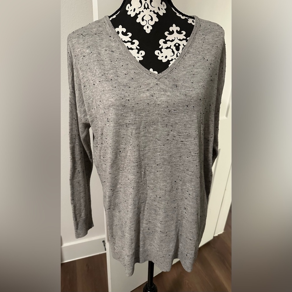Lou & Grey Speckled Knit Cut Out Back Sweater